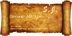 Sprung Júlia névjegykártya